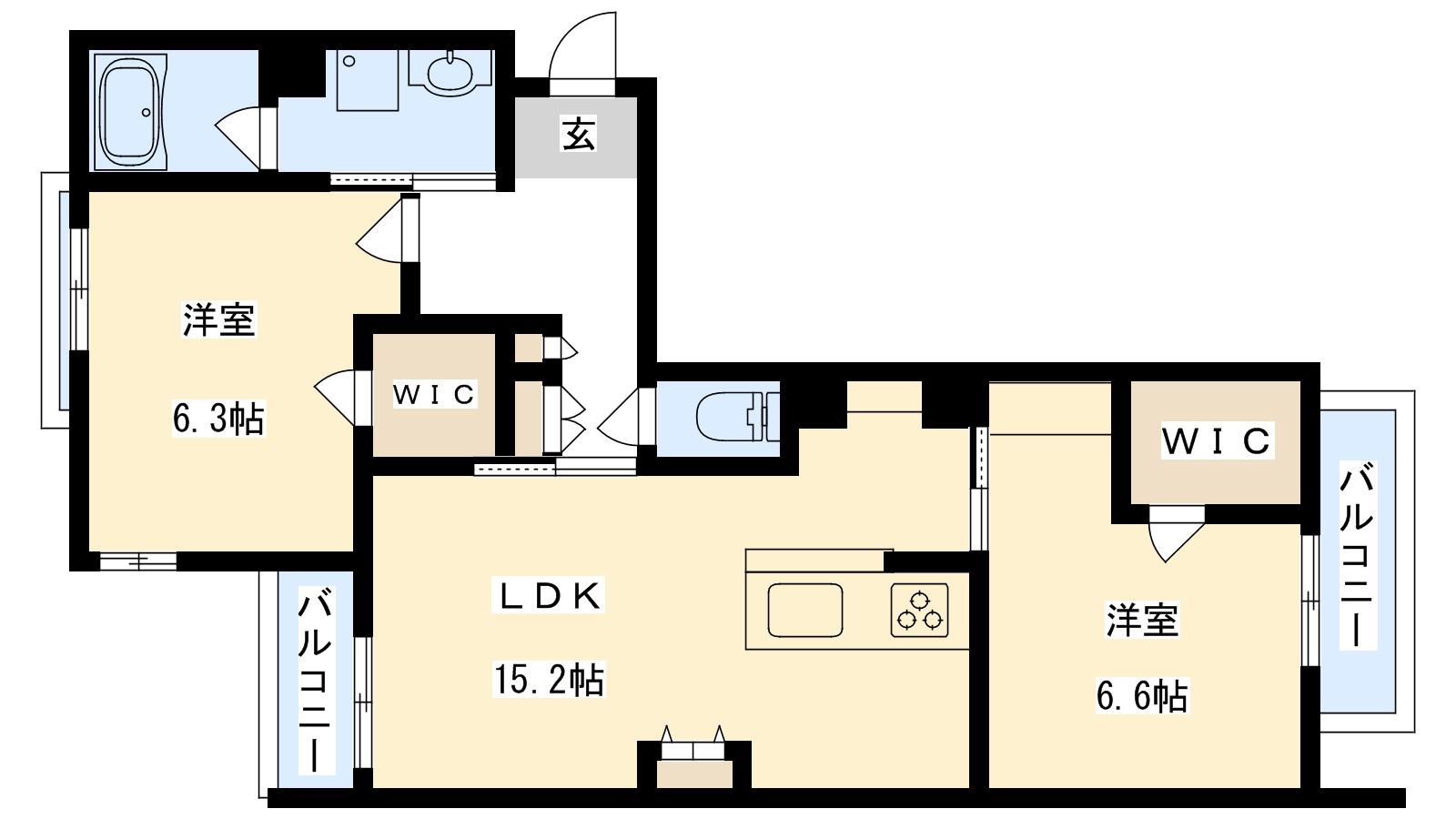 シャーメゾン プレミアスII(2LDK/2階)の間取り写真