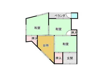 ＪＲ東海道本線 塚本駅 徒歩8分 2階建 築59年(3K/2階)の間取り写真