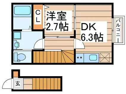 マノアーレ六丁の目I(1DK/2階)の間取り写真