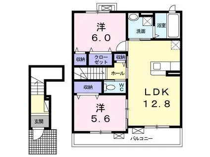 デーアC(2LDK/2階)の間取り写真