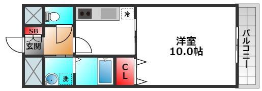 アンプルールフェールネサンス(1K/1階)の間取り写真