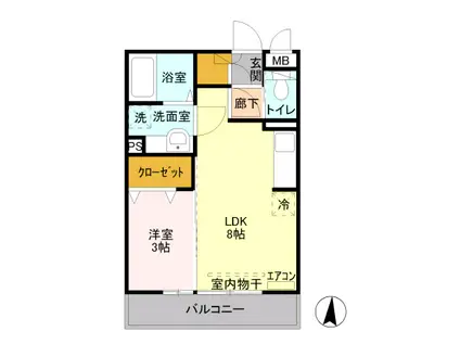 ヴィラリーリエ(1DK/2階)の間取り写真