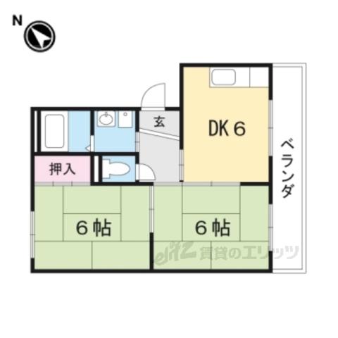 ピープルK(2DK/2階)の間取り写真