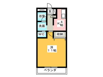 カーサ野田(1K/2階)の間取り写真
