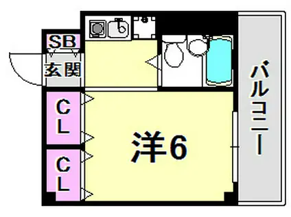アンシャンプル(1K/2階)の間取り写真