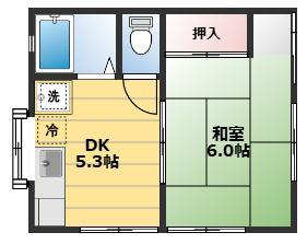 コーポカトレア(1DK/2階)の間取り写真