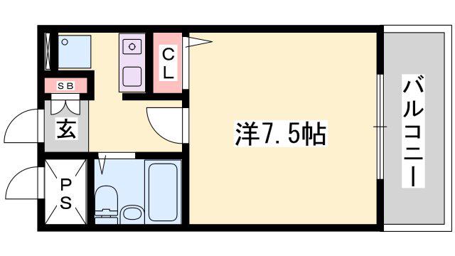 ベルトピア姫路I(1K/6階)の間取り写真