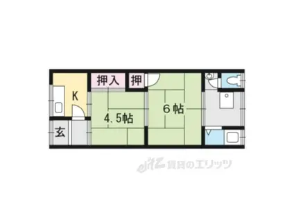 第2八ノ坪荘(2K/1階)の間取り写真