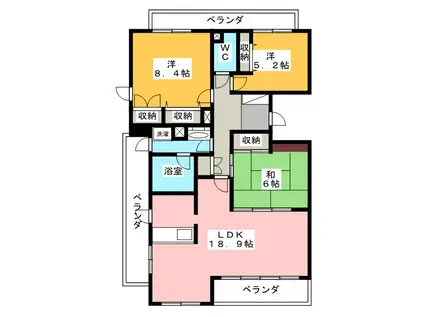 ル・シェモア上西(3LDK/7階)の間取り写真