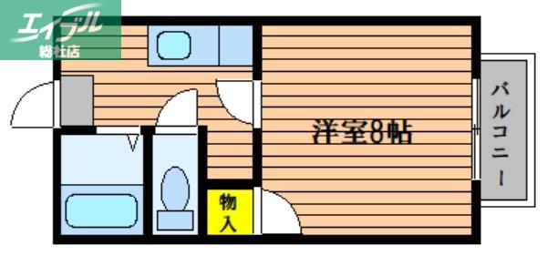 アルカディア総社(1K/2階)の間取り写真
