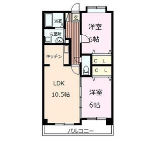 ジェラール大津(2LDK/2階)の間取り写真