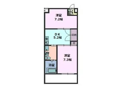 サドベリーテラス(2DK/3階)の間取り写真