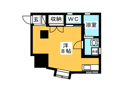 キャナルKASUGA CITY A棟(ワンルーム/1階)の間取り写真