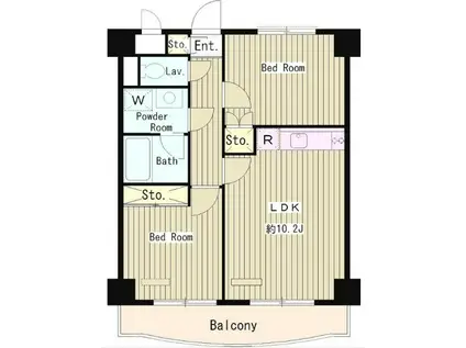 ＪＲ中央線 国分寺駅 徒歩2分 12階建 築26年(2LDK/7階)の間取り写真