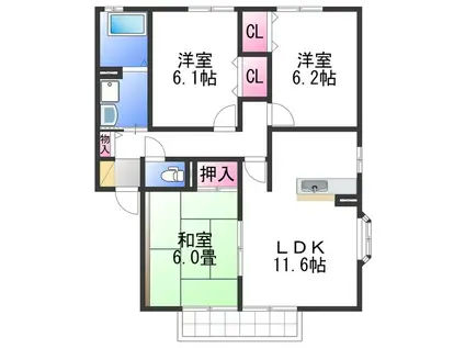 セジュール藤原 A棟(3LDK/2階)の間取り写真