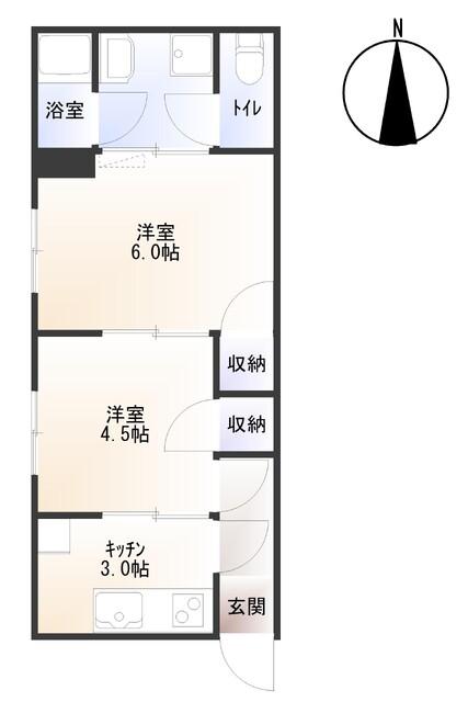 メゾンフルール(2K/1階)の間取り写真