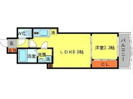 セレニテ谷町クロワ(1LDK/6階)の間取り写真