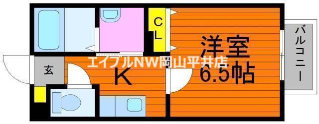 キグナス(1K/2階)の間取り写真