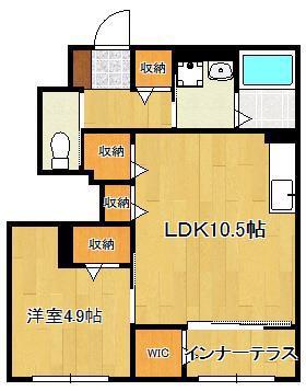フォルモーサヒルズ(1LDK/1階)の間取り写真