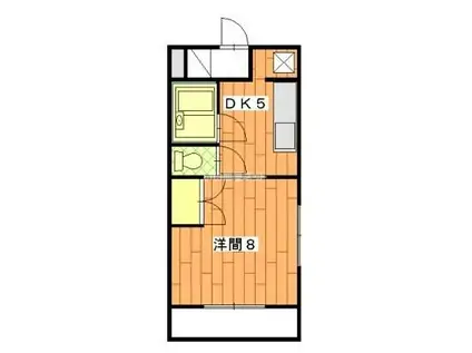 フレッシュグリーン(1DK/2階)の間取り写真