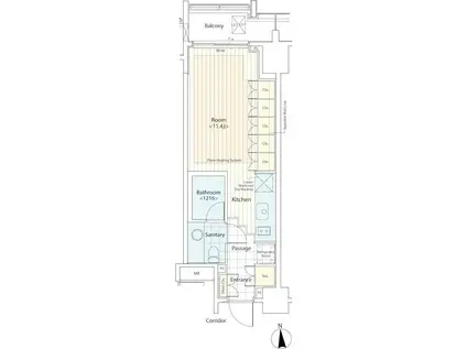 カスタリア麻布十番II(ワンルーム/7階)の間取り写真