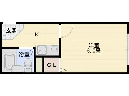 コンフォート本町(1K/2階)の間取り写真
