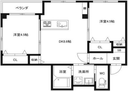 ピース・コウセイ古川(2LDK/3階)の間取り写真