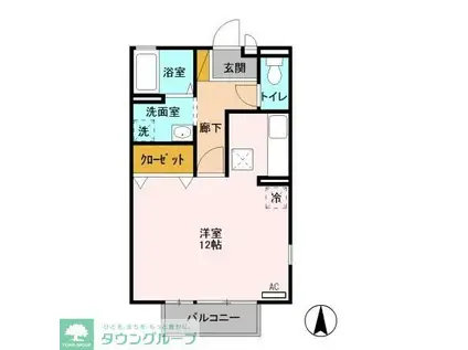 クレールI(ワンルーム/1階)の間取り写真