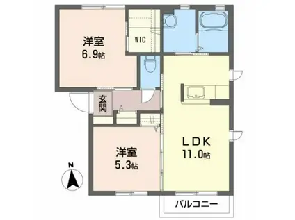 シャーメゾン堀口A(2LDK/2階)の間取り写真