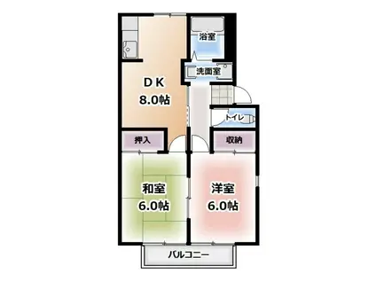 ファインA(2DK/2階)の間取り写真