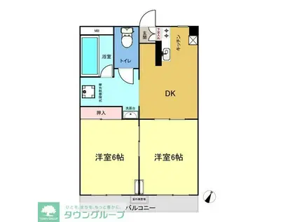 オーキッド・イン2(2DK/6階)の間取り写真