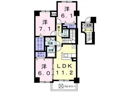 カイラス・ドルフ(3LDK/4階)の間取り写真