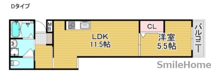 WINDBELL天下茶屋(1LDK/2階)の間取り写真