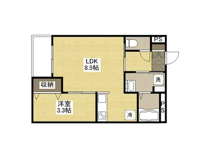 月光福山東弐番館(1LDK/1階)の間取り写真