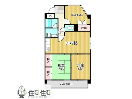 ハイツ杉山(3DK/2階)の間取り写真