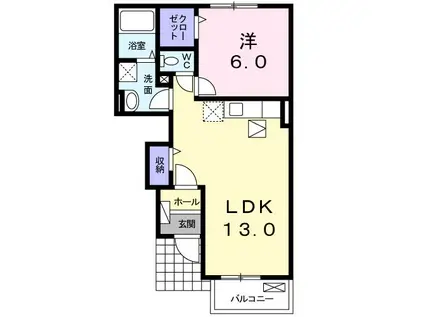 ミルフロールIVA(1LDK/1階)の間取り写真