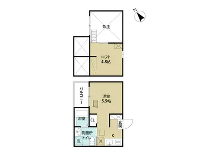 FLOSHEIM(1K/2階)の間取り写真