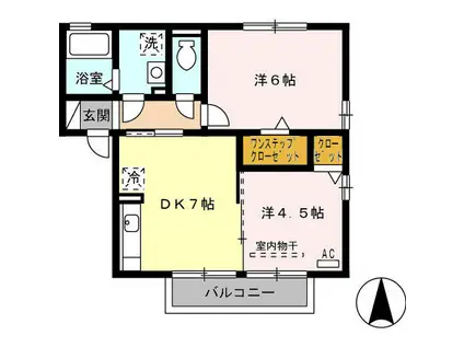 グランモアKB棟(2DK/2階)の間取り写真