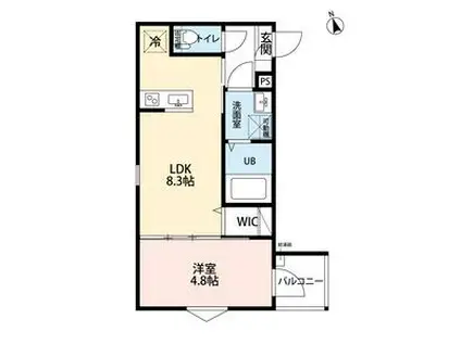 KERASIA(1LDK/2階)の間取り写真