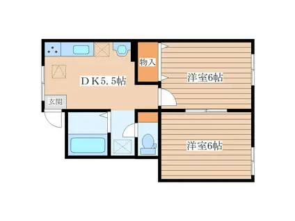 Mハイツ赤坂II(2DK/1階)の間取り写真