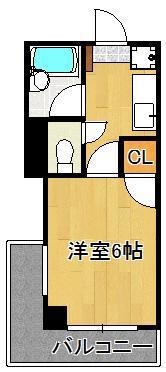 シャトレ白川町(1K/8階)の間取り写真