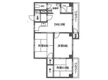 金盃第2ビル高羽荘(3DK/3階)の間取り写真