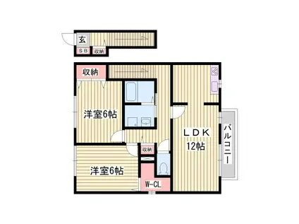 コンフォート高町II(2LDK/2階)の間取り写真