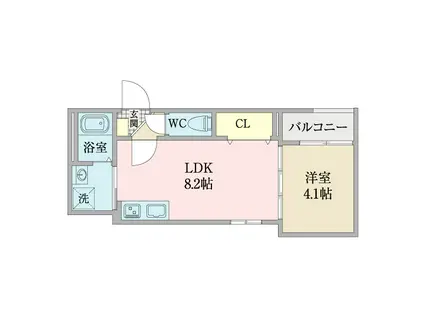 グランディール高畑(1LDK/1階)の間取り写真