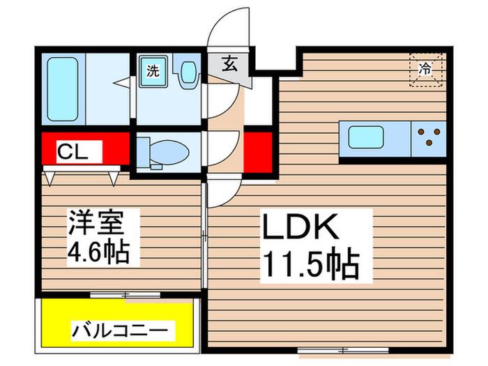 ミリアビタ前原(1LDK/2階)の間取り写真