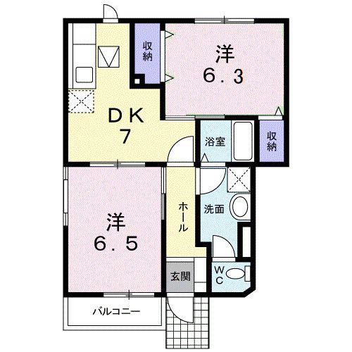 プチメゾン(2DK/1階)の間取り写真