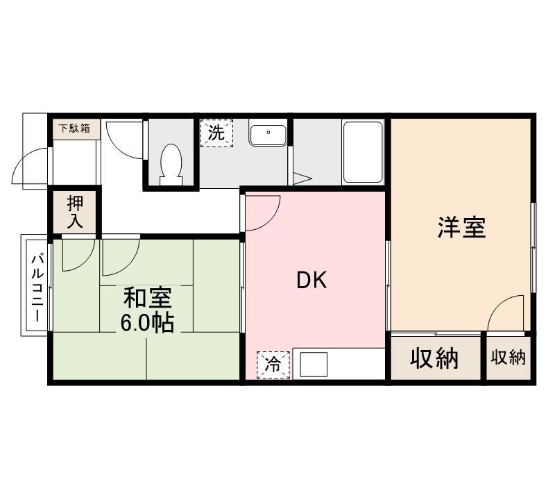 グランコート三野(2DK/2階)の間取り写真