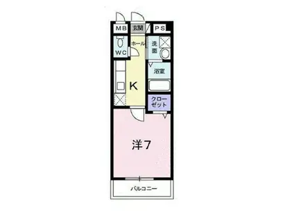 クリザンテーム山本II(1K/2階)の間取り写真