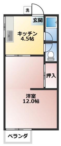 リバティーアパート(1K/2階)の間取り写真