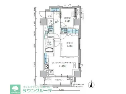 パークアクシス両国馬車通(2LDK/3階)の間取り写真